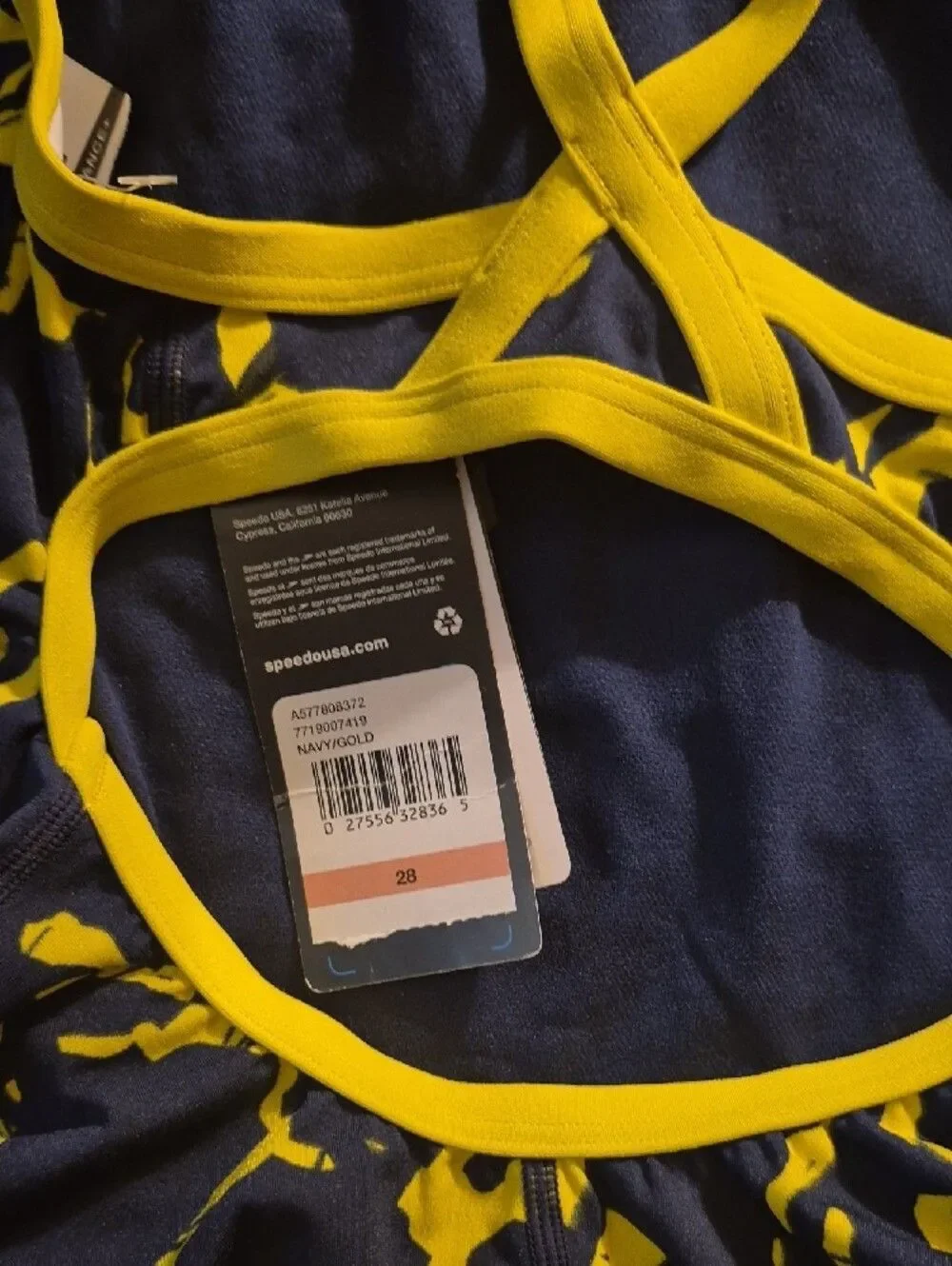 Speedo Navy and Yellow Crossback One-Piece(130)